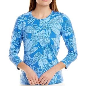 J. McLaughlin Blue Leaf Print Women's Top
